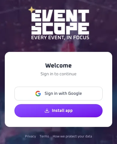 Sign-in screen with the Install app button